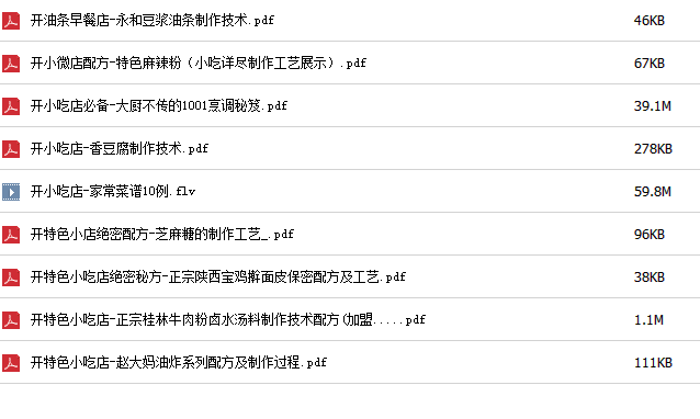 开特色小店绝密配方大全视频+电子书